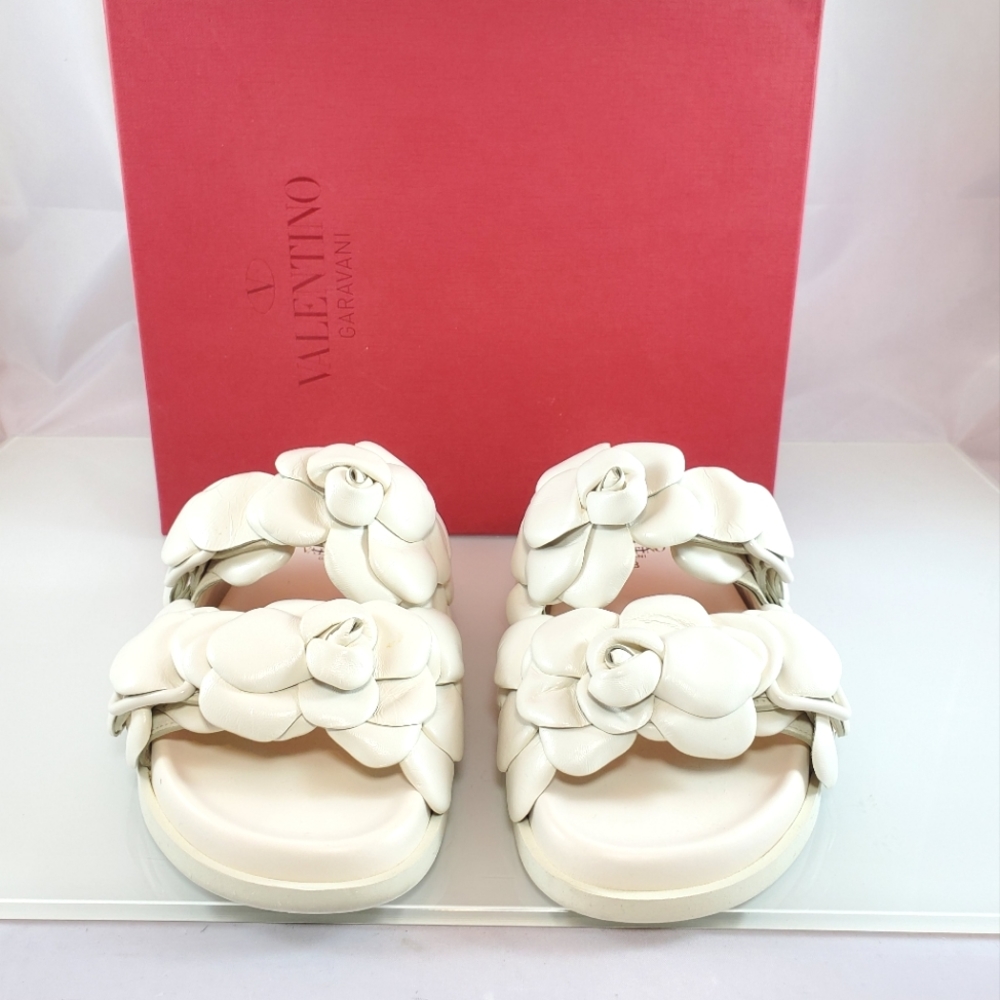 NWT $980 Valentino Garavani Atelier 03 Rose Edition Slip-on Slides Sandals Sz 36